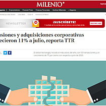 Fusiones y adquisiciones corporativas crecieron 11% a julio, reporta TTR